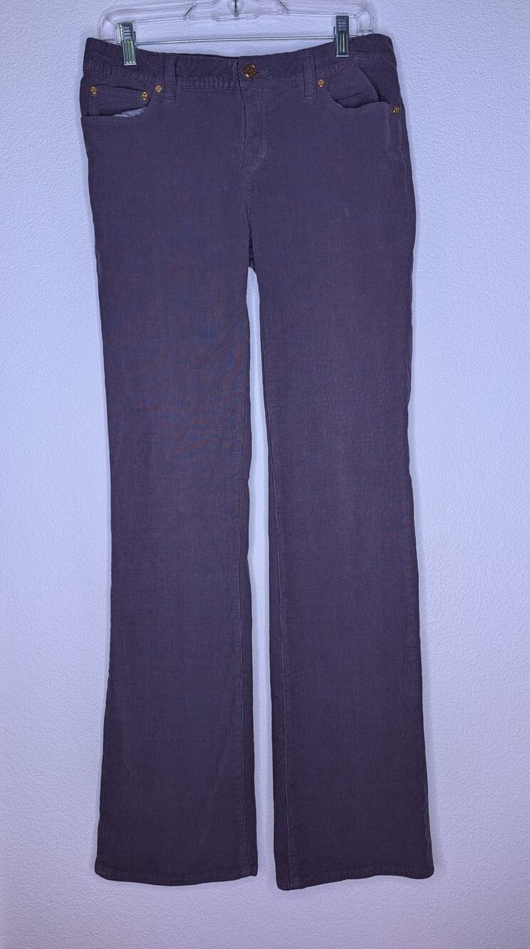 Tory Burch Classic Tory Bootcut Gray Corduroy Jeans Tall 8 Chic Designer Capsule